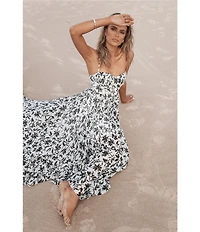 Petal & Pup Achanti Floral Print Sweetheart Neck Sleeveless Pleated Maxi Dress