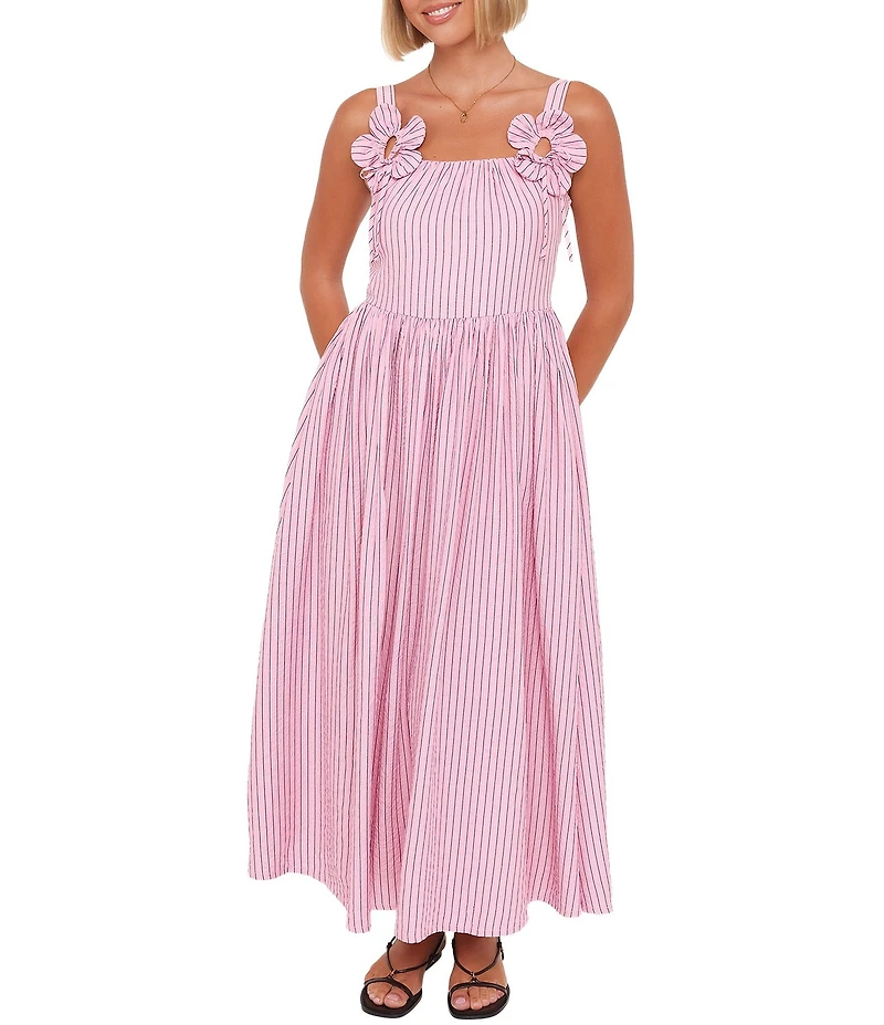 Petal & Pup Alden Stripe Print Square Neck Sleeveless A-Line Maxi Dress