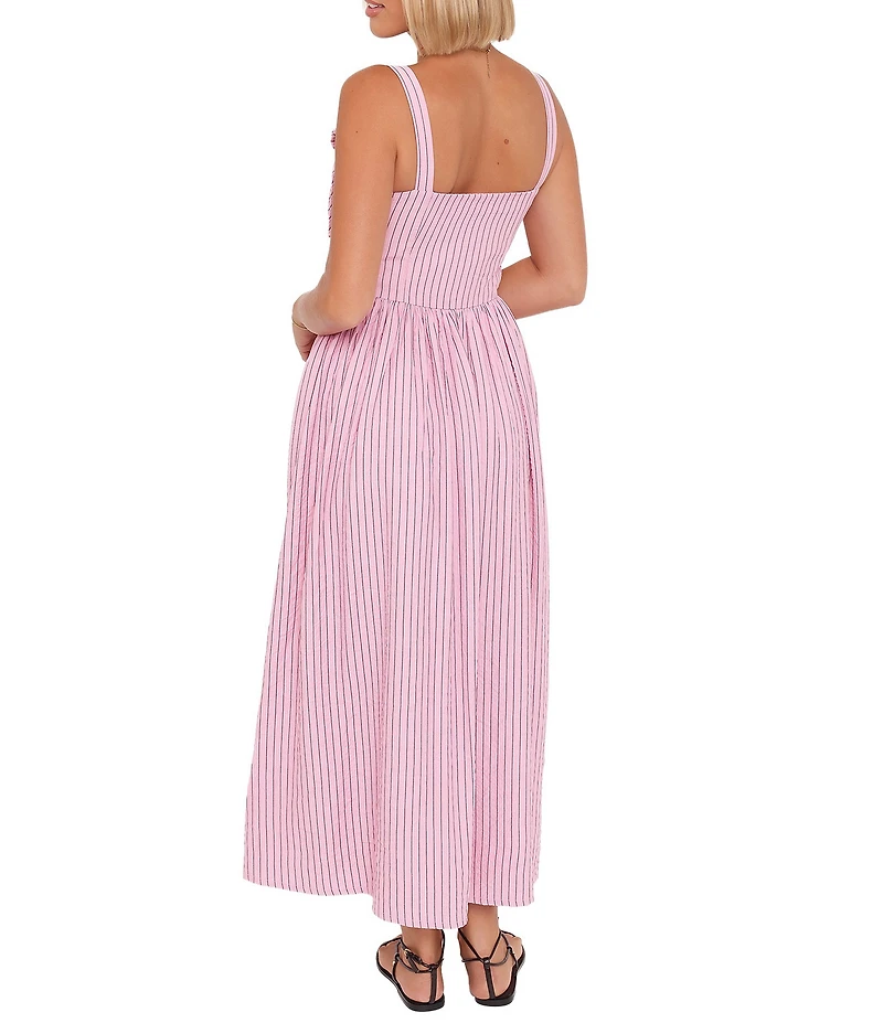 Petal & Pup Alden Stripe Print Square Neck Sleeveless A-Line Maxi Dress