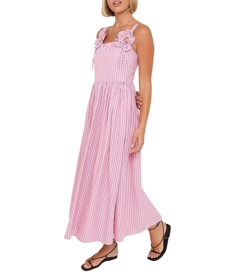 Petal & Pup Alden Stripe Print Square Neck Sleeveless A-Line Maxi Dress