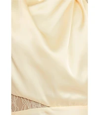 Petal & Pup Anabelle Satin Asymmetric Halter Neck Lace Sleeveless Shift Midi Dress