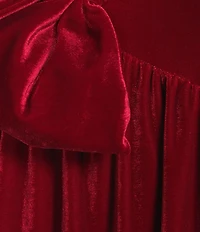 Petal & Pup Betina One Shoulder Bow Velvet Maxi Dress