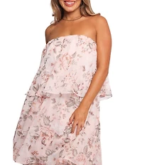 Petal & Pup Bloom Floral Print Strapless Drop-Tiered Ruffle Maxi Dress