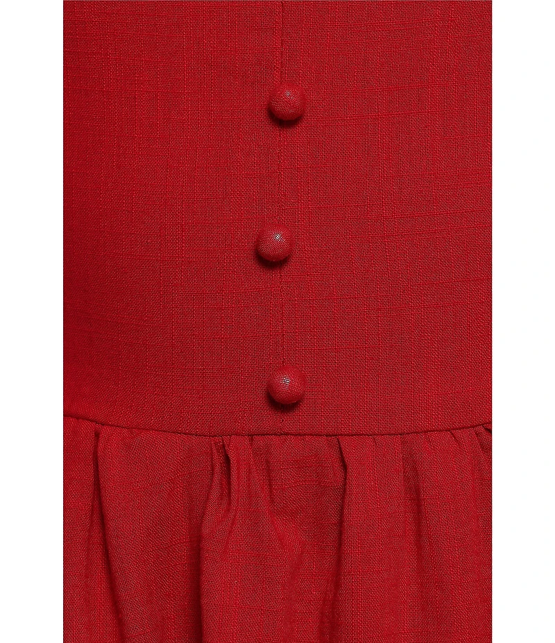 Petal & Pup Caty Square Neck Sleeveless Wide Strap Button Detail A-Line Maxi Dress