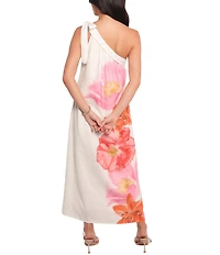 Petal & Pup Charlize Floral Motif One Shoulder Chamise Maxi Dress