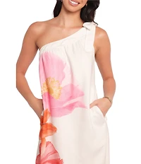 Petal & Pup Charlize Floral Motif One Shoulder Chamise Maxi Dress