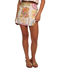 Petal & Pup Siena Printed Linen Blend Coordinating Mini Wrap Skirt