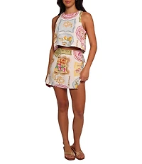 Petal & Pup Siena Printed Linen Blend Coordinating Mini Wrap Skirt