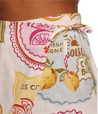 Petal & Pup Siena Printed Linen Blend Coordinating Mini Wrap Skirt