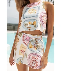 Petal & Pup Siena Printed Linen Blend Coordinating Mini Wrap Skirt