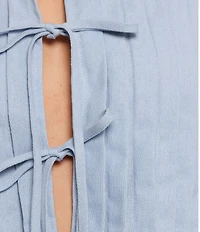 Petal & Pup Delia Round Neck Pleated Tie Front Top