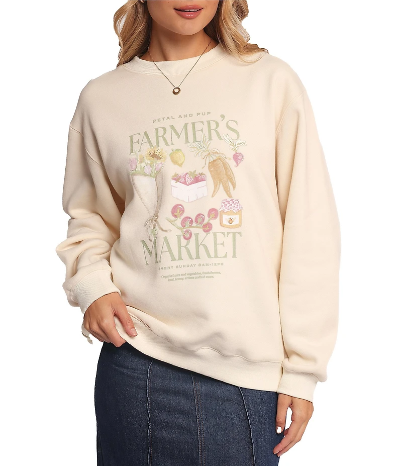 Petal & Pup Farmers Market Crew Neck Long Sleeve Sweatshirt