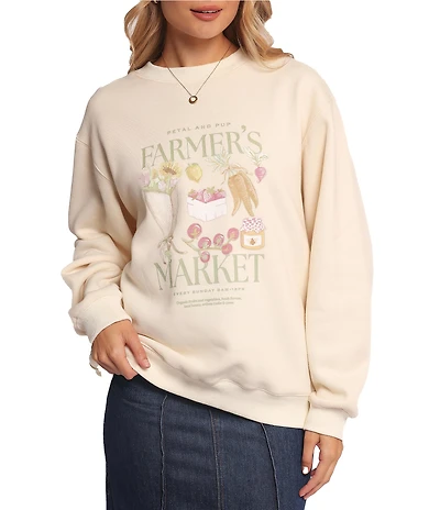 Petal & Pup Farmers Market Crew Neck Long Sleeve Sweatshirt