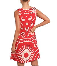 Petal & Pup Glulla Summer Motif V-Neck Sleeveless Beaded Cut-Out Mini Dress
