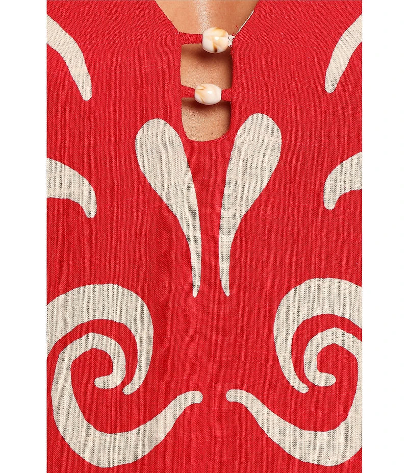 Petal & Pup Glulla Summer Motif V-Neck Sleeveless Beaded Cut-Out Mini Dress