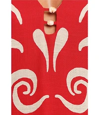 Petal & Pup Glulla Summer Motif V-Neck Sleeveless Beaded Cut-Out Mini Dress