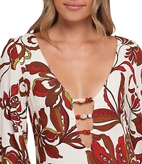 Petal & Pup Inala Floral Print V-Neck Long Sleeve Maxi Dress
