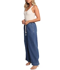 Petal & Pup Jenni Elastic Drawstring Waist Wide Leg Pull-On Denim Pants