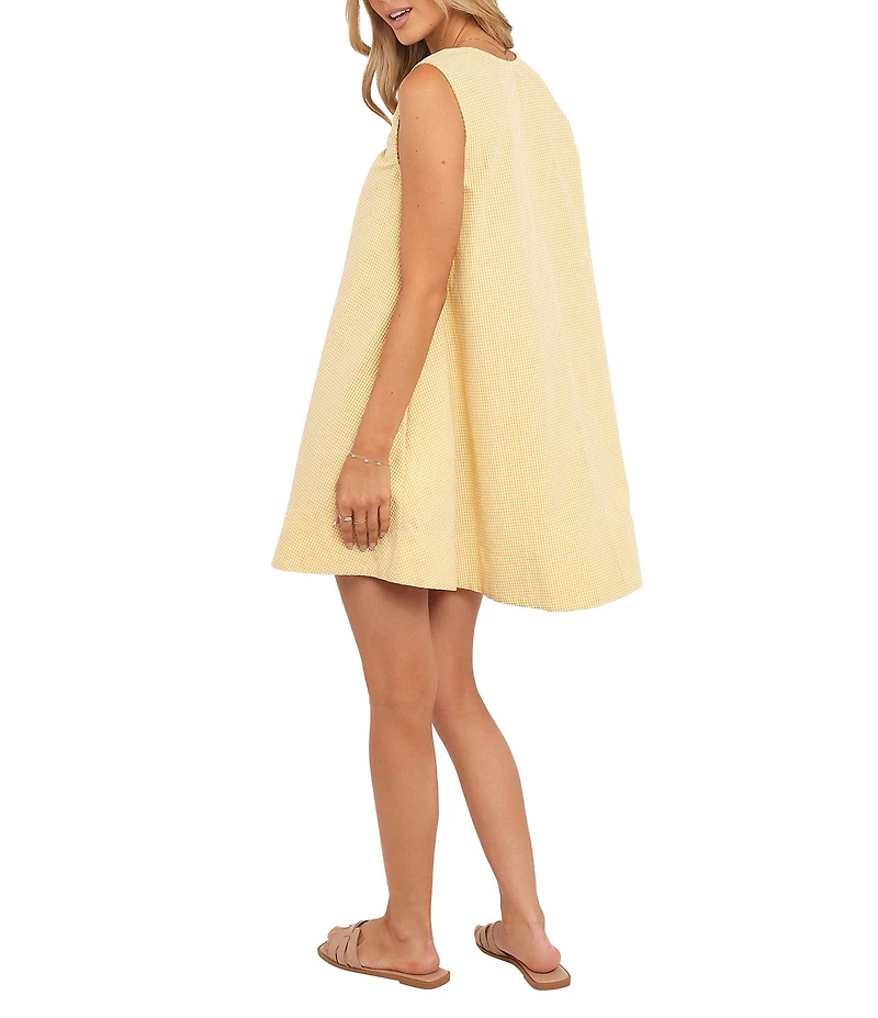 Petal & Pup Jorah Gingham Print V-Neck Sleeveless Mini Dress