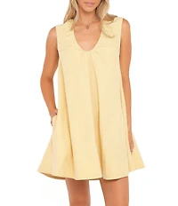 Petal & Pup Jorah Gingham Print V-Neck Sleeveless Mini Dress