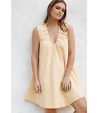 Petal & Pup Jorah Gingham Print V-Neck Sleeveless Mini Dress