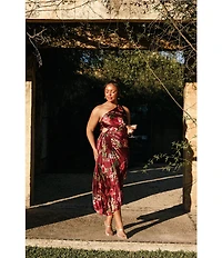 Petal & Pup Kleo Floral Print One Shoulder Sleeveless Asymmetrical Midi Dress