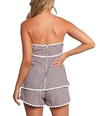 Petal & Pup Kyle Gingham Print Strapless Top and High Waisted Short Two Piece Set