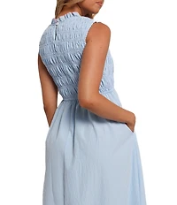 Petal & Pup Lanna Mini Gingham High Neck Ruffle Trim A-Line Maxi Dress