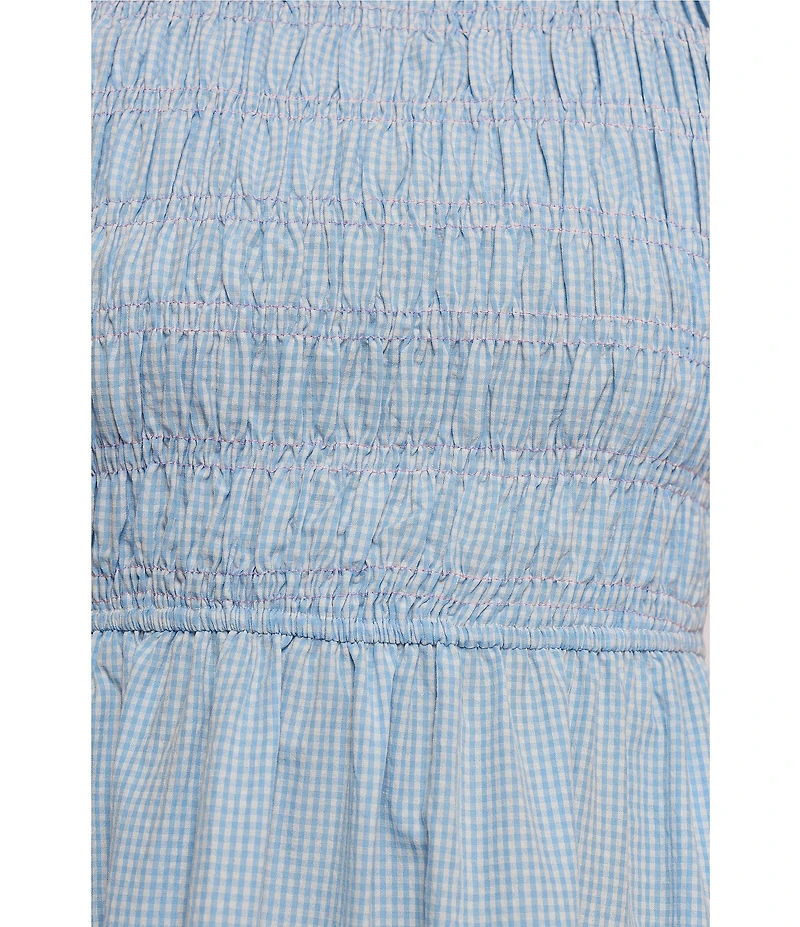 Petal & Pup Lanna Mini Gingham High Neck Ruffle Trim A-Line Maxi Dress