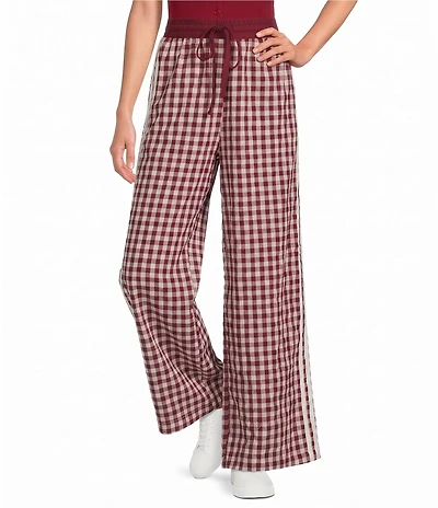 Petal & Pup Lawson Gingham High Rise Wide Leg Side Stripe Track Pant