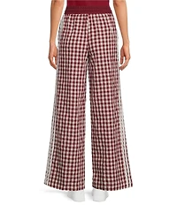 Petal & Pup Lawson Gingham High Rise Wide Leg Side Stripe Track Pant
