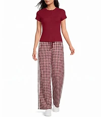 Petal & Pup Lawson Gingham High Rise Wide Leg Side Stripe Track Pant
