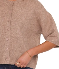 Petal & Pup Lilith Round Neckline Elbow Sleeve Button Front Cardigan