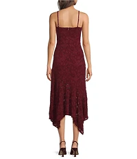 Petal & Pup Lorde Velvet Floral Lace Square Neck Sleeveless Midi Dress