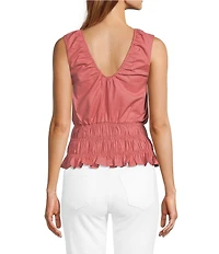 Petal & Pup Lucilla Scoop V-Neck Sleeveless Shirred Waist Top