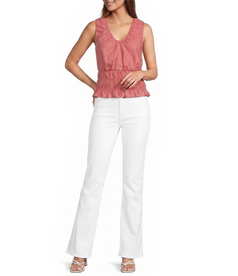 Petal & Pup Lucilla Scoop V-Neck Sleeveless Shirred Waist Top