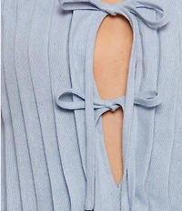 Petal & Pup Madeline Linen Blend Round Neck Pleated Tie Front Mini Dress