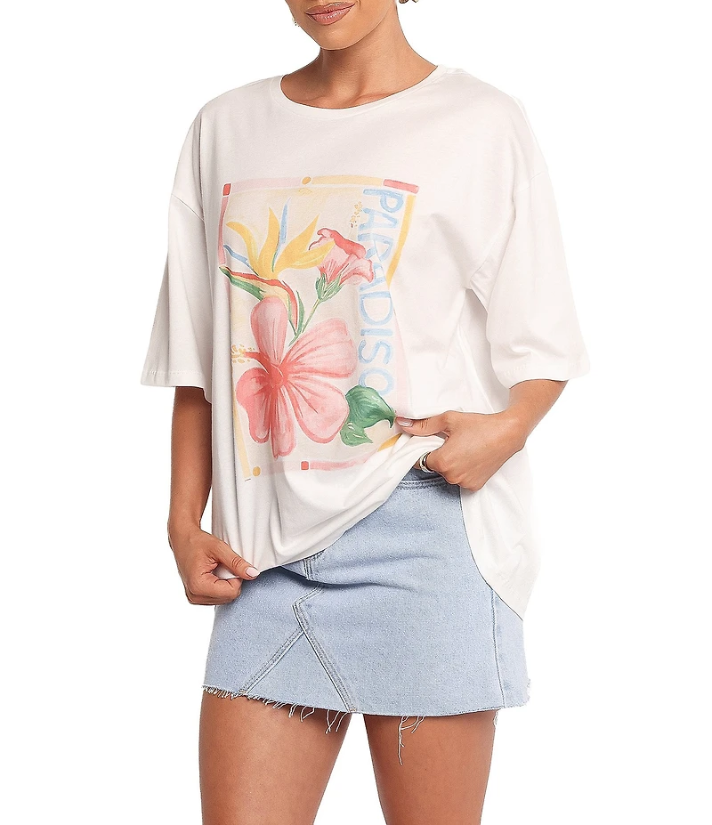 Petal & Pup Mia Floral Graphic Round Neck Oversize Tee