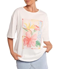 Petal & Pup Mia Floral Graphic Round Neck Oversize Tee
