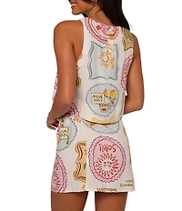 Petal & Pup Siena Linen Blend Printed Crew Neck Sleeveless Coordinating Tank