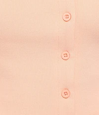 Petal & Pup Tatum Ribbed Knit High Neck Cap Sleeve Asymmetrical Button Front Top