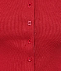 Petal & Pup Tylarah Round Neck Short Sleeve Ribbed Cardigan Top
