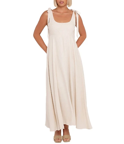 Petal & Pup Valara Scoop Neck Sleeveless Tie Shoulder Empire Waist Maxi Dress