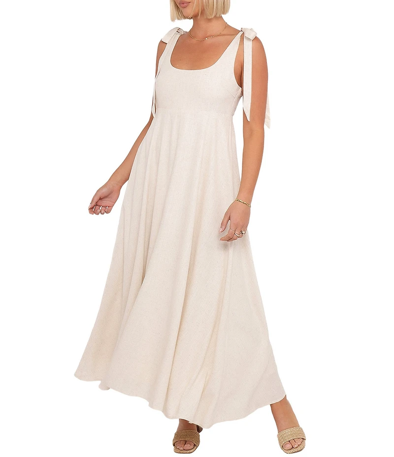 Petal & Pup Valara Scoop Neck Sleeveless Tie Shoulder Empire Waist Maxi Dress