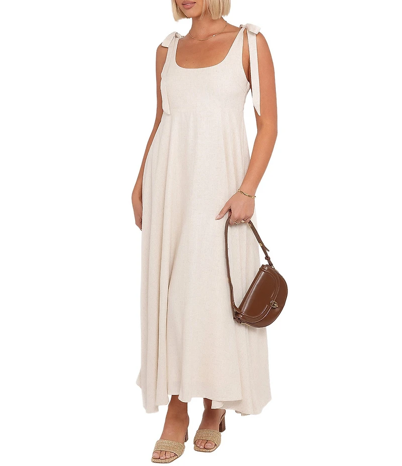 Petal & Pup Valara Scoop Neck Sleeveless Tie Shoulder Empire Waist Maxi Dress