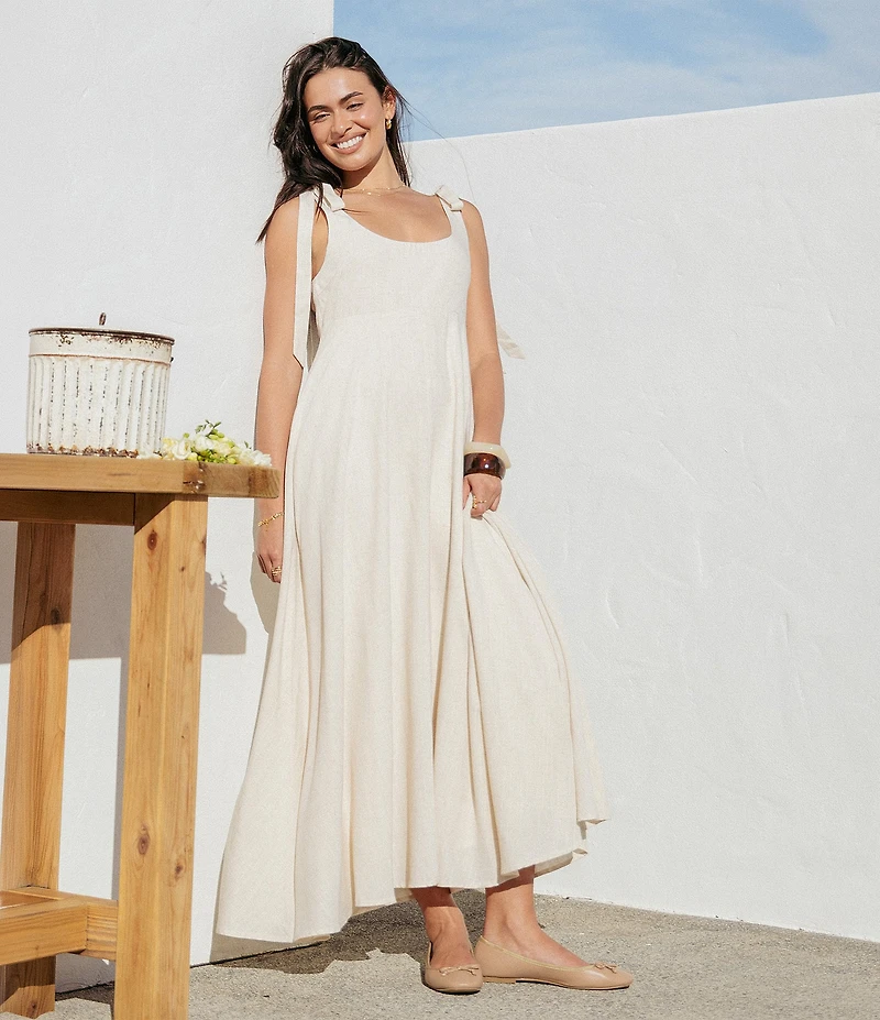 Petal & Pup Valara Scoop Neck Sleeveless Tie Shoulder Empire Waist Maxi Dress