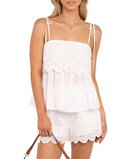 Petal & Pup Zera Eyelet Square Neck Sleeveless Coordinating Top