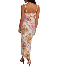 Petal & Pup Zinnia Linen Blend Printed V-Neck Sleeveless Slip Maxi Dress