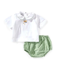 Petit Ami Baby Boys Construction Hand Embroidered Diaper Set