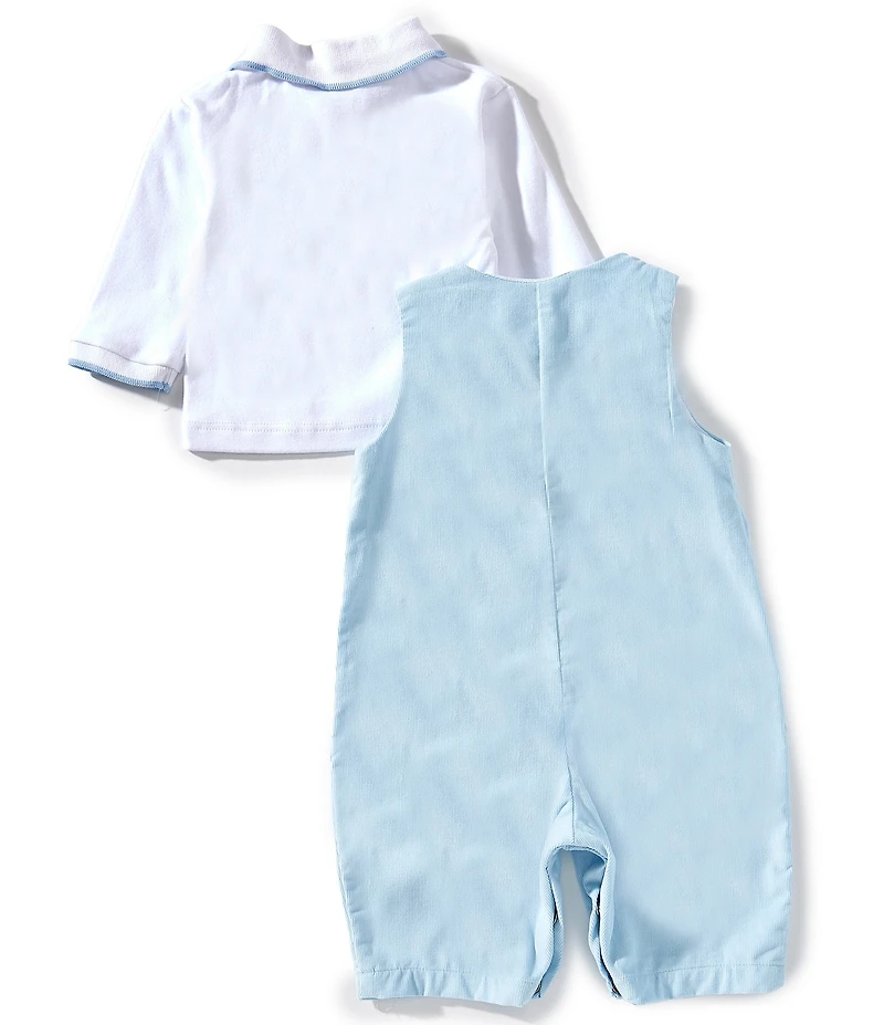 Petit Ami Baby Boys Corduroy Elephant Applique Coverall and Shirt Set